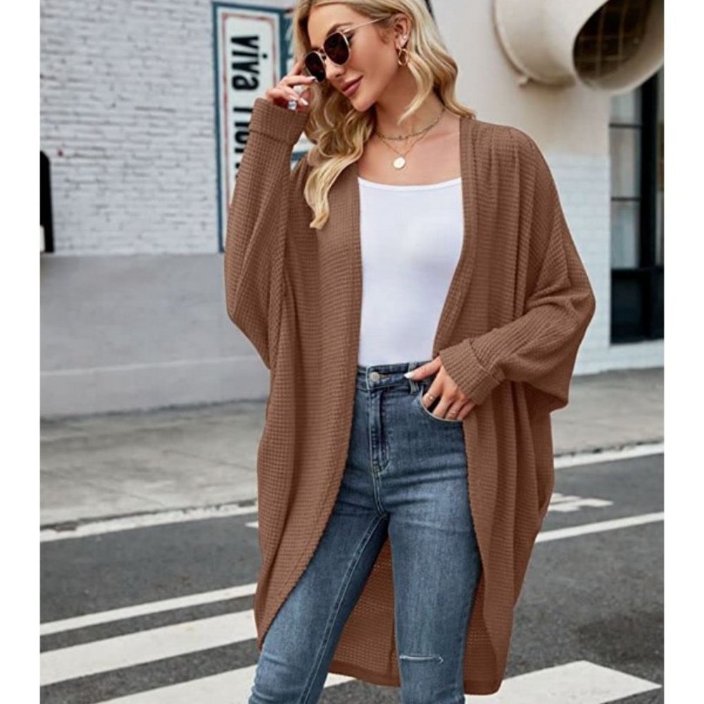 Hot Cardigan Oversized Long Sweater Coat - Brown